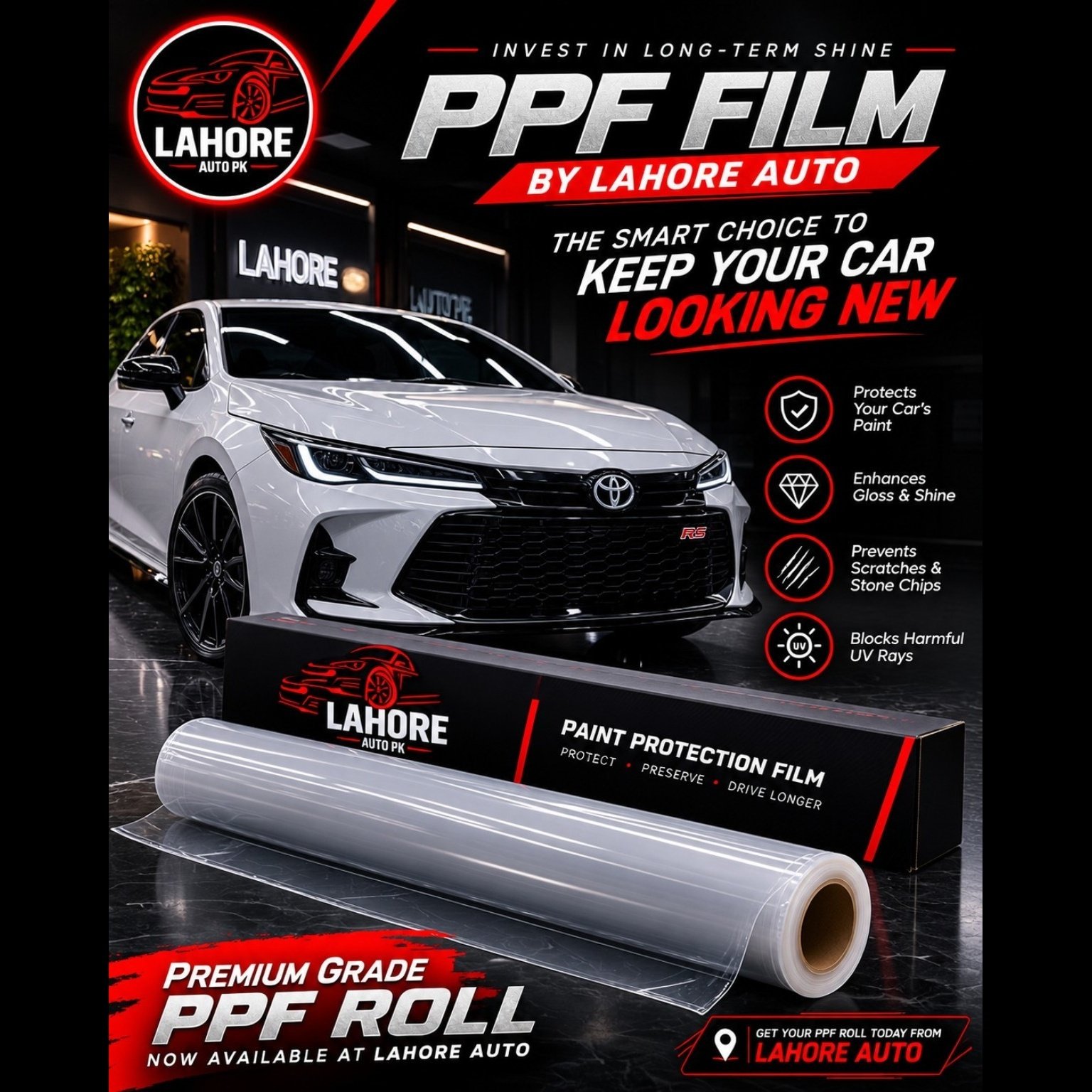 Car PPF paint protection film Lahore – 7.5 Mil TPU | 5-Year Warranty